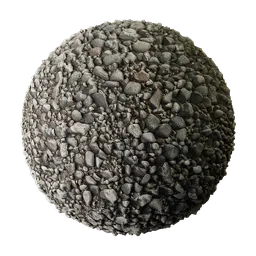 Realistic pebble texture PBR material for 3D rendering in Blender, suitable for beach or desert scenes.