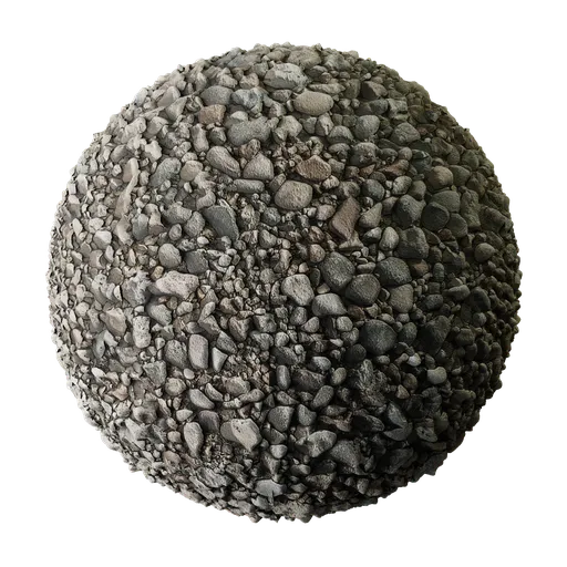 Realistic pebble texture PBR material for 3D rendering in Blender, suitable for beach or desert scenes.