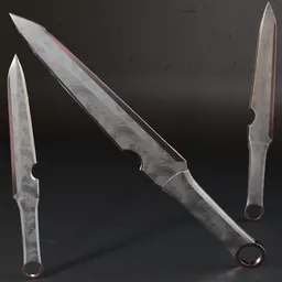 High-quality Blender 3D low poly model of historic military dagger, optimized for game design, featuring realistic metal materials.
