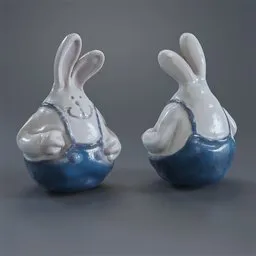 "Ceramic bunny sculpture for Blender 3D with handmade PBR texture. Perfect for Easter decor. Handcrafted by Lorraine Fox."
