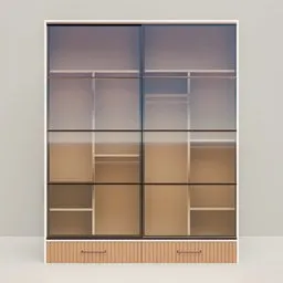 "Explore the Modern Closet 3D model from BlenderKit, designed for maximum storage options in small spaces. This sleek and minimalist wardrobe features glass and metal elements, inspired by the Peugot Onyx car. Created using Blender 3D software, this animation model offers a super slowmotion and large cornicione design for added visual impact."