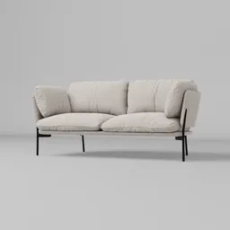 Detailed minimalist 3D-rendered Cloud Sofa with plush cushions on a sleek frame, for Blender rendering.