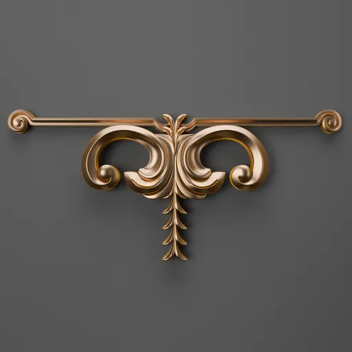 Detailed golden 3D ornament model for Blender, enhancing scene quality and creation speed with trim brush tool.