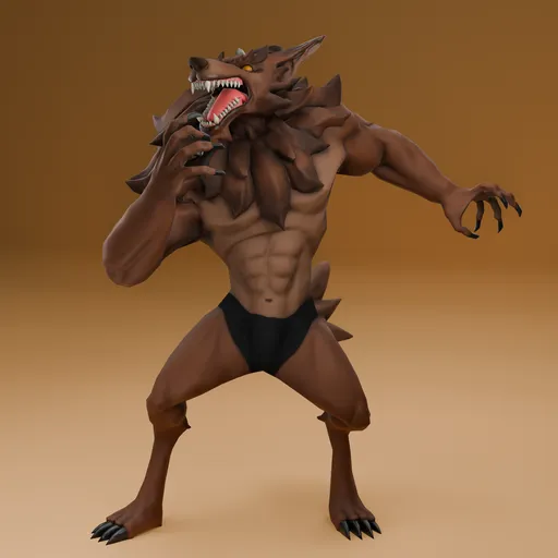 Stylized Wolf Warrior-Rigged-Animated