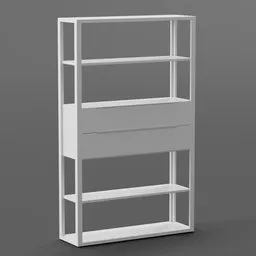 "White FJÄLKINGE IKEA Shelving 3D Model with Drawer - Suitable for Open Storage and Hidden Storage - Blender 3D".