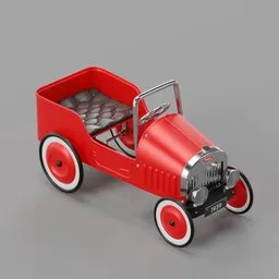 Rigged Red Vintage Children's Pedal Car