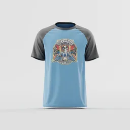 Blue & Gray Edgy Biker Tee