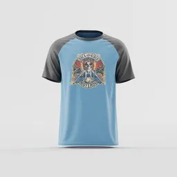 Blue & Gray Edgy Biker Tee