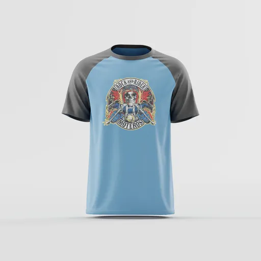 Blue & Gray Edgy Biker Tee