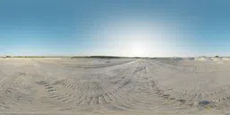 360-degree panoramic HDR image of a sandy quarry with clear sky for realistic lighting in 3D scenes