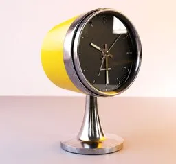 Modern stylish round table clock 3D model with metallic finish and sleek hands, compatible with Blender 3D.