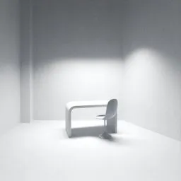 Concrete table with chair in the room