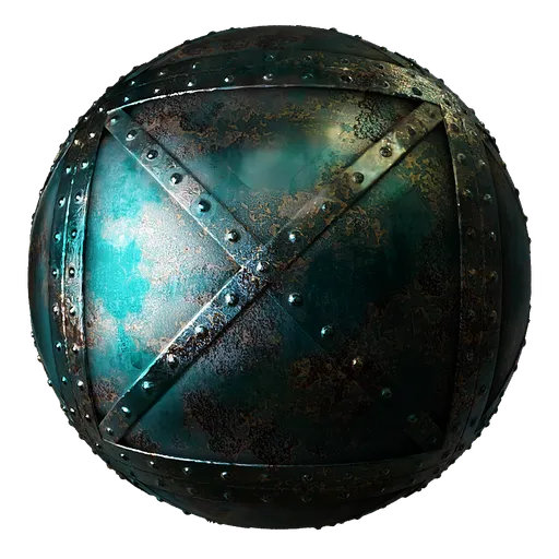 Metal Rivets Teal Cross