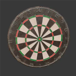 High-quality Blender 3D darts board model for sports and gaming, with realistic textures and colors.