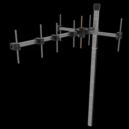 Detailed 3D model of an antenna designed for use in Blender, showcasing metallic textures and realistic structural components.