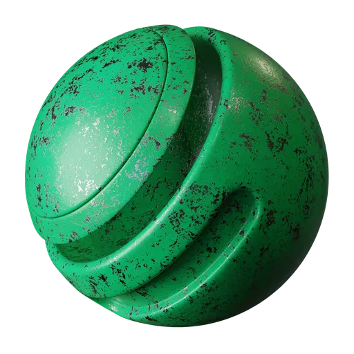 Green painted damaged metal