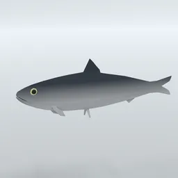 Low Poly Cartoon Animated Sardine