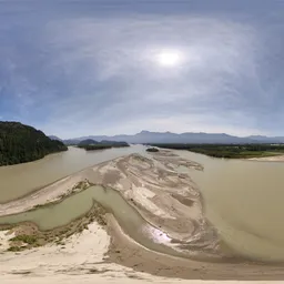 River Mountain Landscape Sunny Day