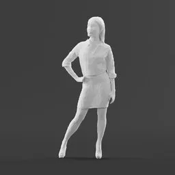 Detailed 3D rendering of a professional low polygon female figure, suitable for Blender projects.