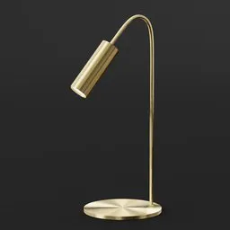 Elegant brass 3D modeled table lamp with a sleek design for Blender rendering, suitable for upscale interiors.