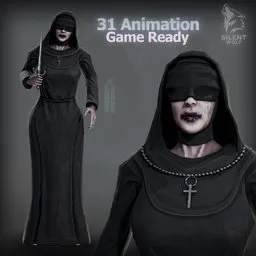Nun of Silence Rigged Animted