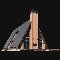 Contemporary A-Frame 3D model, detailed architecture, optimized for Blender rendering