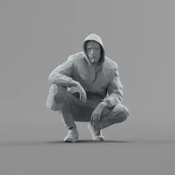 Lowpoly Squatting Guy