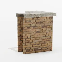 Detailed 3D brick wall corner model for Blender, modular for easy building layout with customizable vertex paint textures.