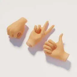 3D-rendered tiny hand models in various gestures suitable for Blender animation projects
