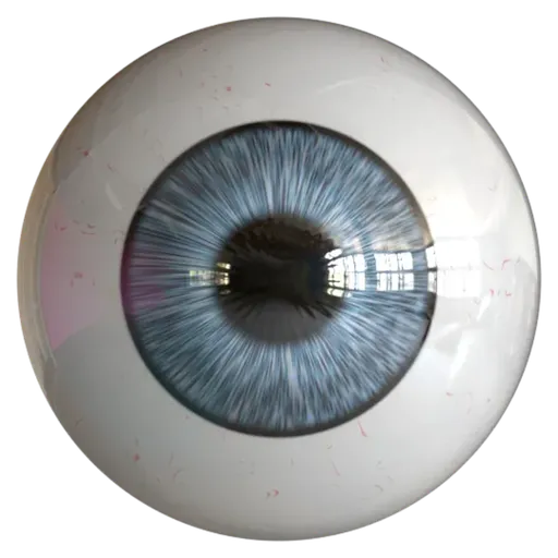 Realistic human eyeball material for Blender 3D, PBR ready with versatile procedural shader configurations.