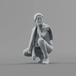 Lowpoly Squatting Female