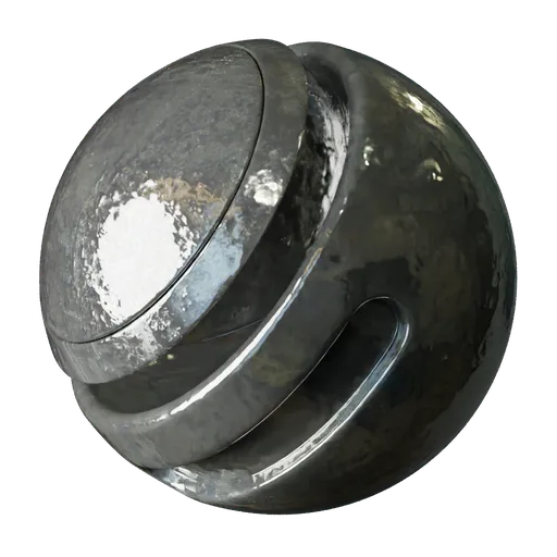 High-resolution PBR Blender 3D metal material with realistic grunge scratches, optimized for tiling.