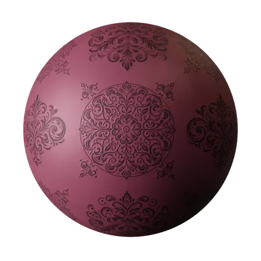 Elegant PBR Victorian Wallpaper 6 material with detailed ornate design for 3D modeling and rendering, high-resolution and tileable.