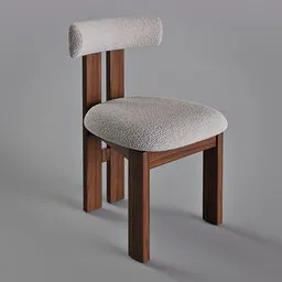 Walnut bouclette dining chair