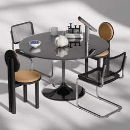 Modern Round Dining Table & Chairs Set