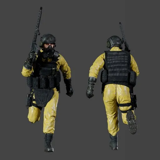 Hazmat Soldier Running Pose Yellow