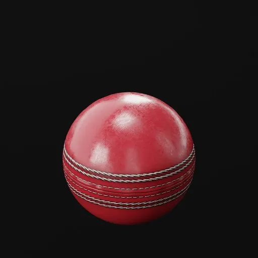 Detailed 3D cricket ball model with realistic textures for Blender rendering and animation.