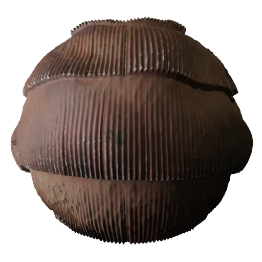 PBR texture for 3D simulation with rusted corrugated metal pattern, suitable for architectural rendering.