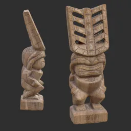 Tiki God Totem Obelisk Statue Aged Wood