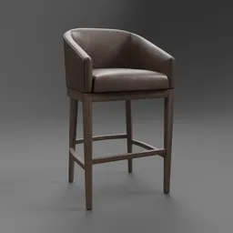 Morgan Barrelback Slope Leather Stool