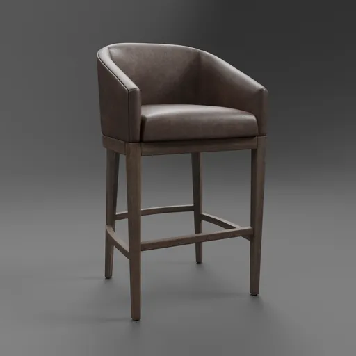Morgan Barrelback Slope Leather Stool