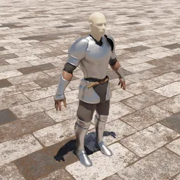 3D armored humanoid model with advanced rigging, ready for animation and rendering in Blender.
