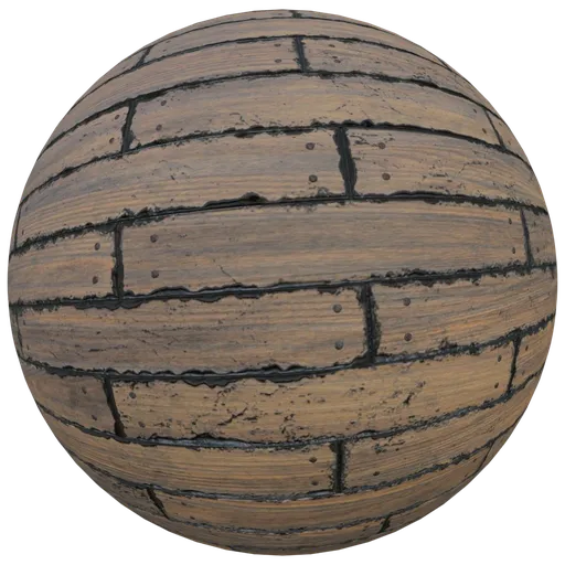 High-resolution PBR texture of aged wood with nails for 3D modeling in Blender, suitable for realistic texturing.