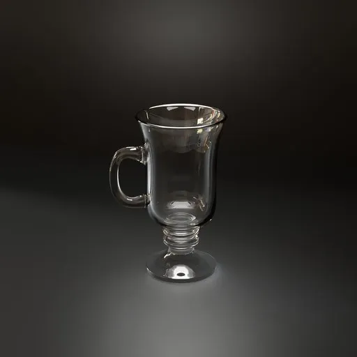 High-quality Blender 3D Irish coffee glass cup, ideal for photorealistic renderings in interior settings.