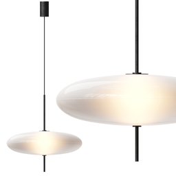 "Model 2065 Pendant Light by Gino Sarfatti, a stunning ceiling light made of metal and glass. This 3D model, rendered using Blender 3D, showcases a close-up view of two beautifully bright white lights. Ideal for interior designers looking for a sleek and modern lighting solution."