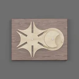 "Geneva Drive 3D model: Clock with star and moon, architectural visualization, wood art, pearl and concrete art. Inspired by William Gear, this Geneva Drive features a perfect animation cycle from start to end. Created using Blender 3D software."