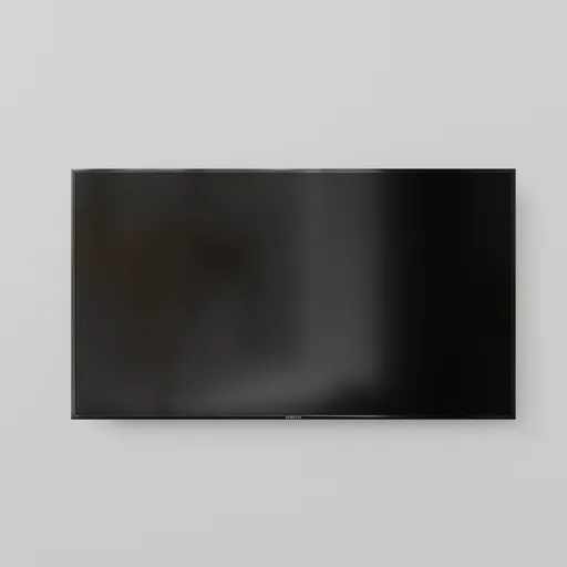 Wall-mounted flat-screen 3D model for Blender rendering, with a sleek modern design and ultra-high-definition display.