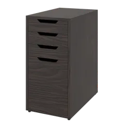 "Alex Drawer Unit 2 - A realistic wooden filing cabinet with four drawers, perfect for office storage. Designed for Blender 3D, this 3D model features a clean look that blends seamlessly with other styles. Place it in the center of the room as all sides are beautifully finished."