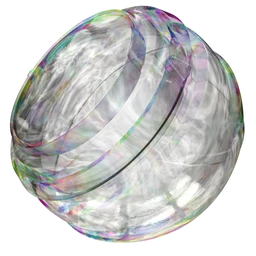 Procedural glass Blender 3D material with iridescent soap bubble texture, including surface variation and color adjustments.
