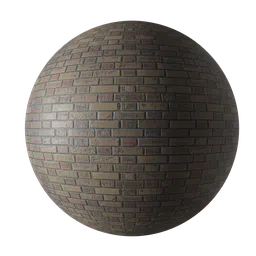 Brown mixed bricks PBR material for Blender 3D, tileable and high-resolution for realistic texturing.